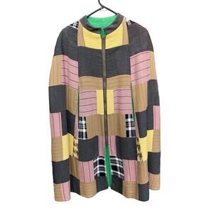 VTG 60s Poncho Mid Century Patchwork Handmade Hippy Boho Fur Lined Cloak Cape